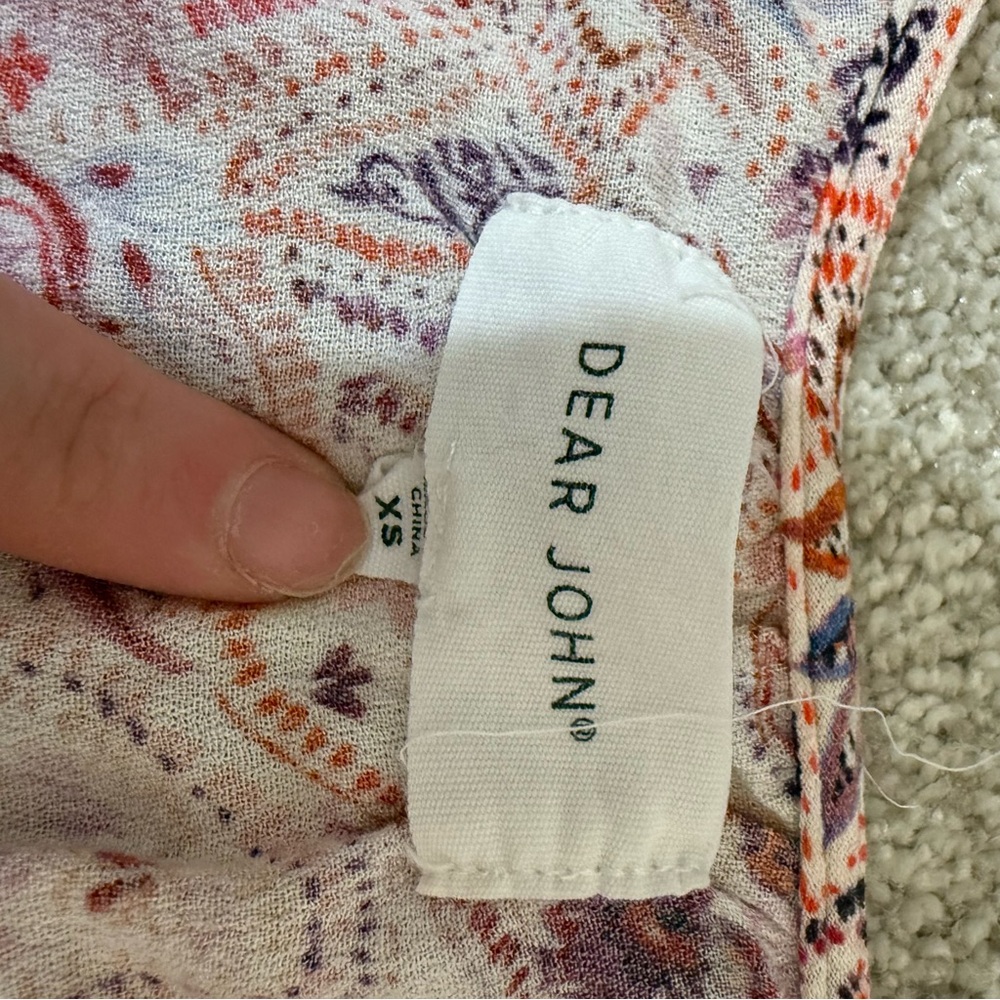 Dear John Pink Paisley V-Neck Blouse Peasant - Picture 7 of 12